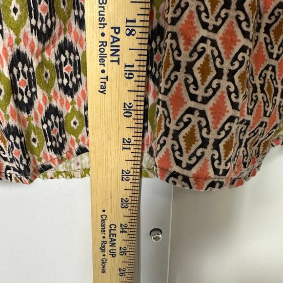 Liverpool Los Angeles Flutter Sleeve Woven Top Geo Patchwork Sz L Boho‎ Resort - Picture 7 of 7